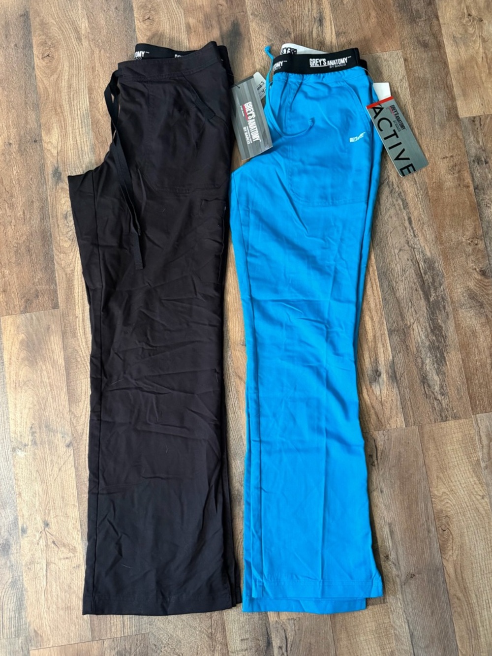 Grey's Anatomy by Barco Active Scrub Pants - Black and Bright Blue Small Lot x2 - Picture 2 of 5